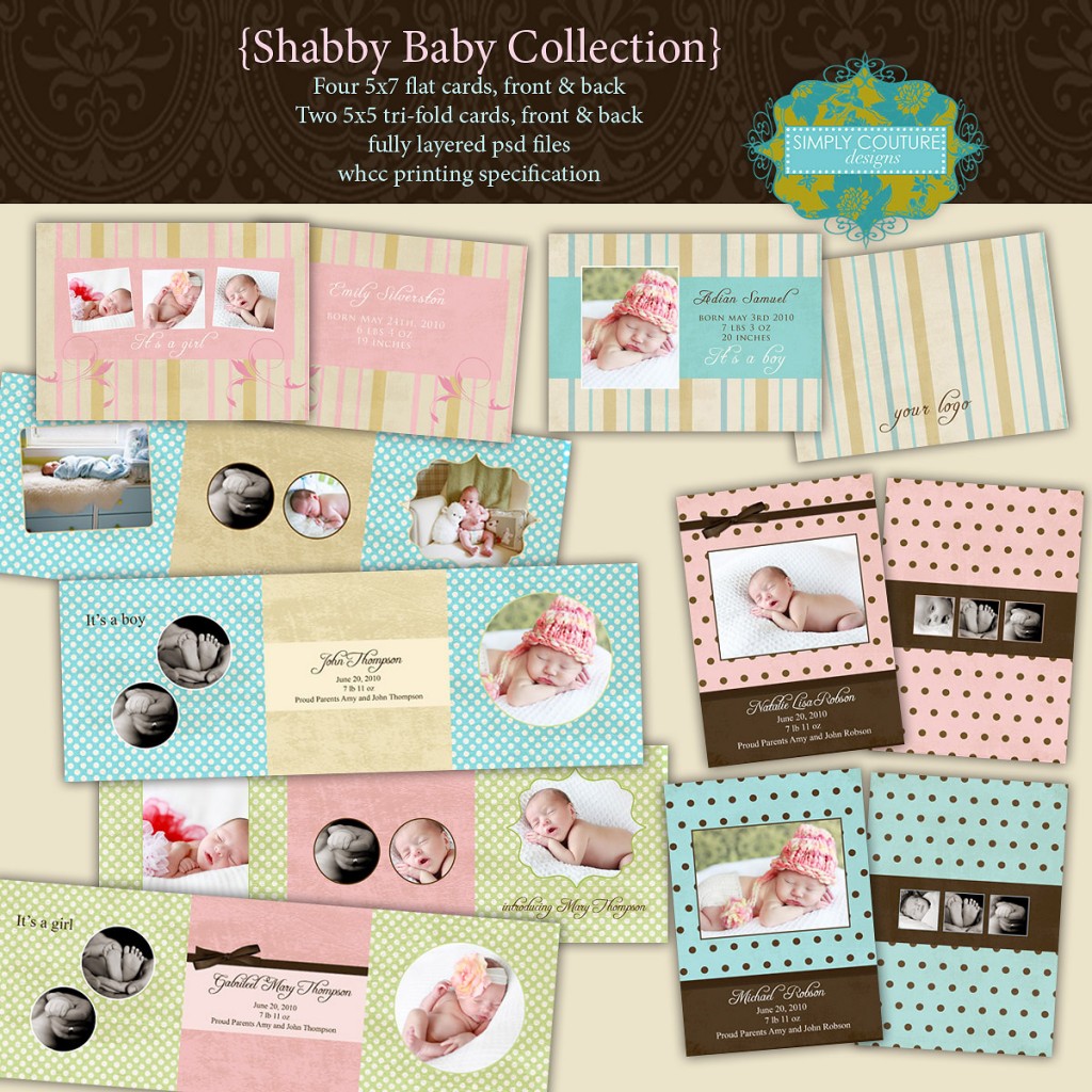 Shabby Baby Birth Announcement Templates