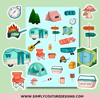 Summer Camping Digital Stickers