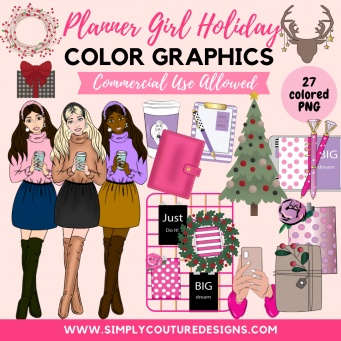 Planner Girl Christmas Color Graphics