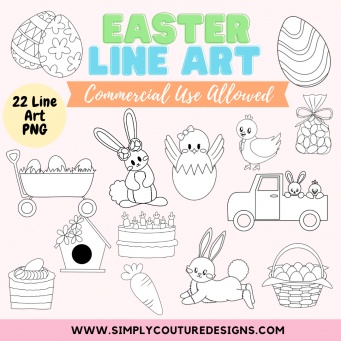 Easter Adorable Line Art