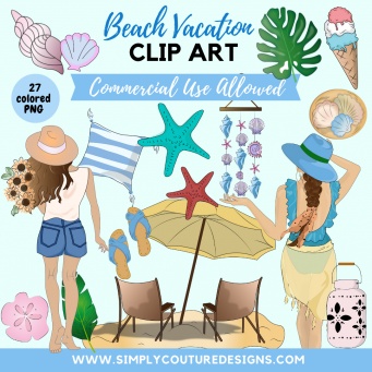 Beach Vacation Colored Graphics