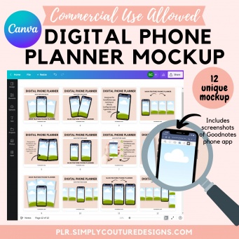 Digital Phone Planner Canva Mockup Templates Bump Offer