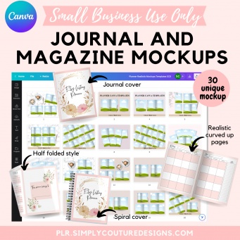 Curved Journal and Magazine Canva Mockups