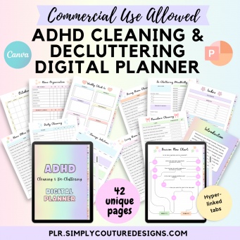 ADHD Cleaning and Decluttering Digital Planner Template