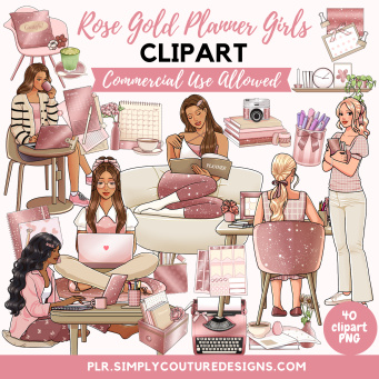 Rose Gold Planner Girls Clipart