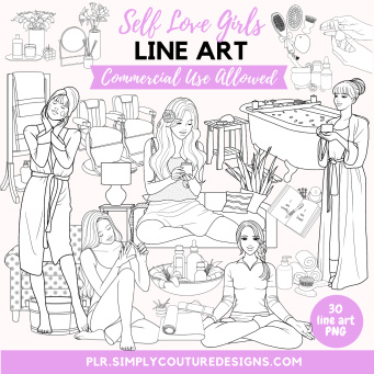 Self Love Girls Line Art