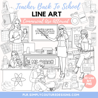 Teacher Back To School Line Art