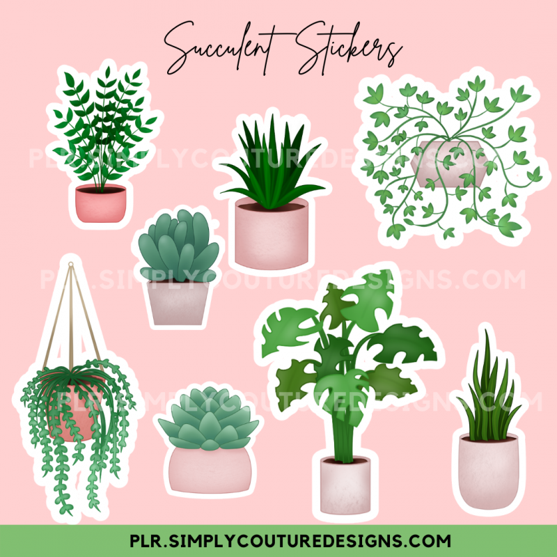 Home Plant Succulent Stickers