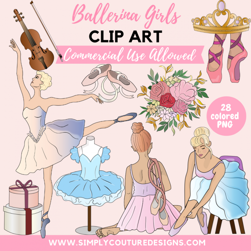Ballerina Girls Colored Graphics