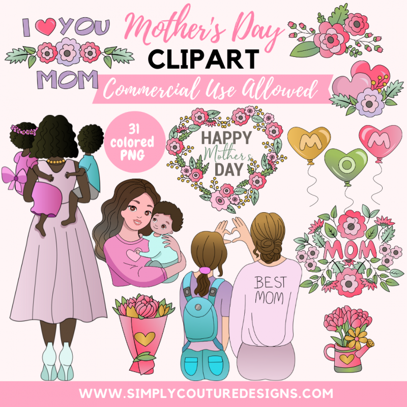 Mother's Day Colored Graphics