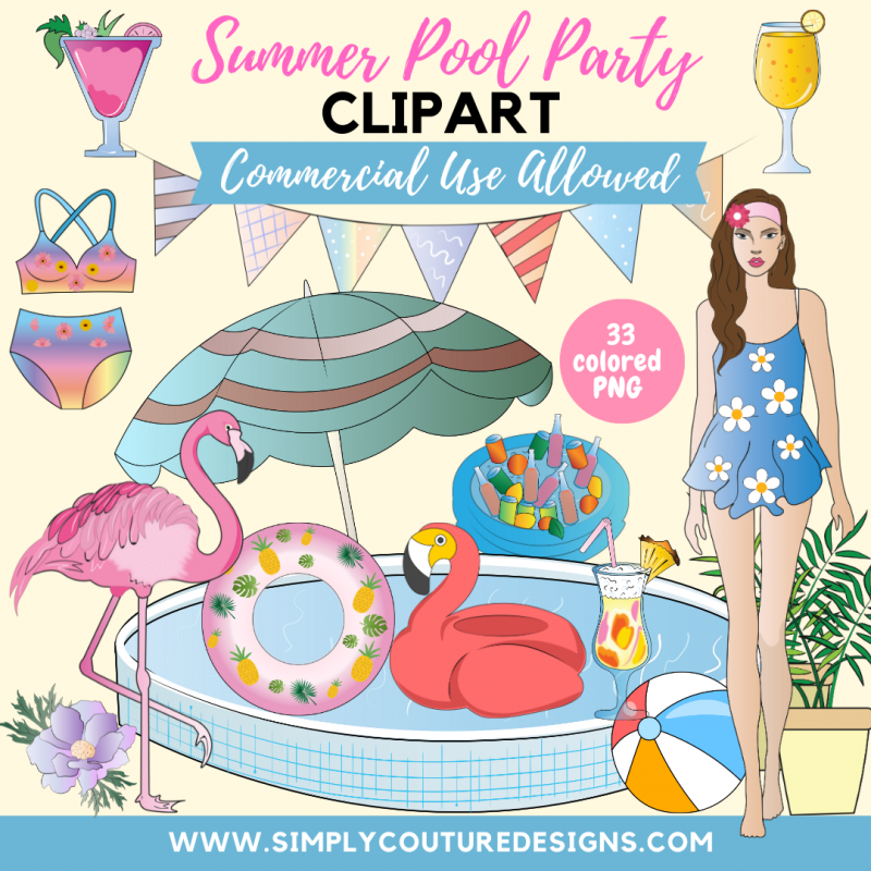 Summer Pool Party Clipart