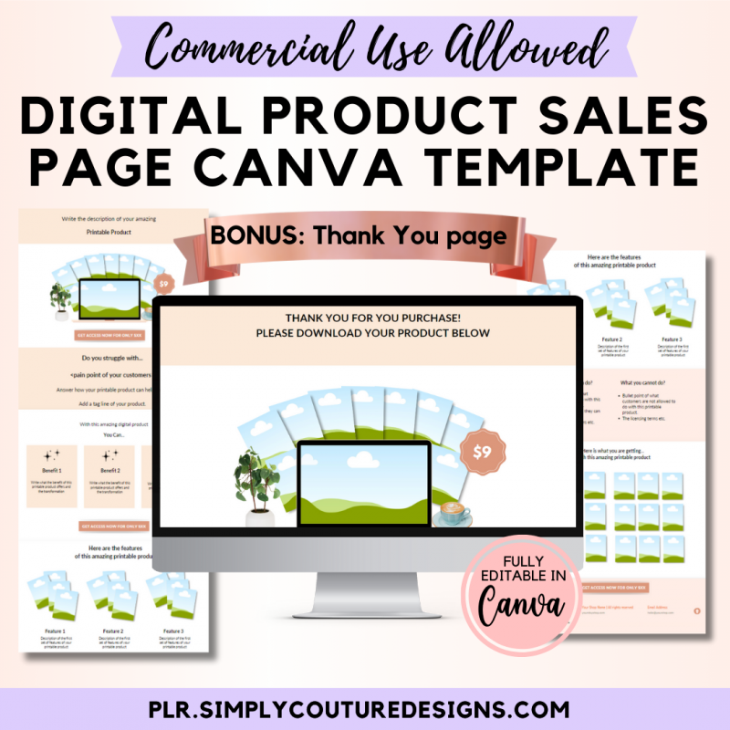 Digital Product Sales Page Canva Website PLR Template