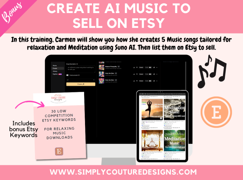 Create AI Music To Sell On Etsy Training