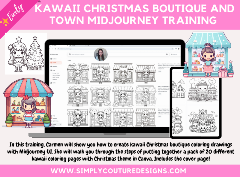 Kawaii Christmas Boutique and Town Midjourney Training