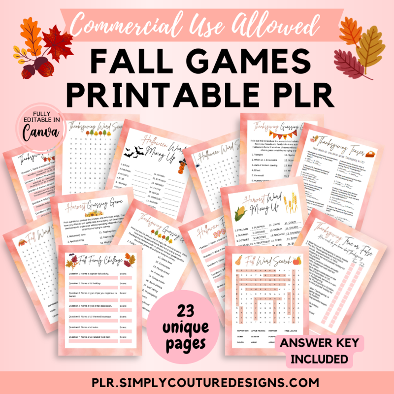 Fall Game Printable PLR Template