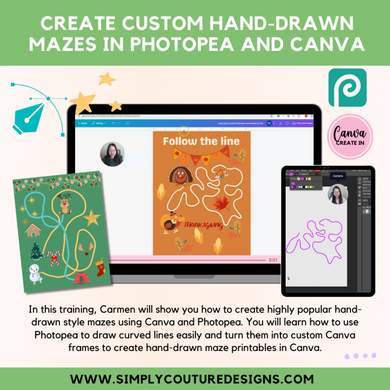 Create Hand-Drawn Mazes with Canva and Photopea Training