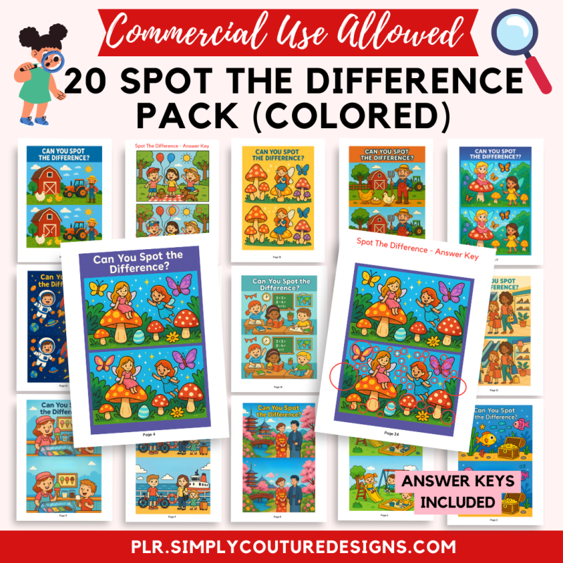 Spot The Difference Activity Pack in Color
