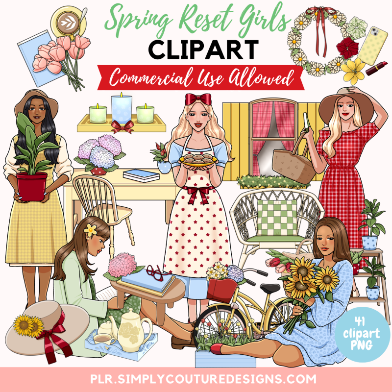 Spring Reset Girls Clipart