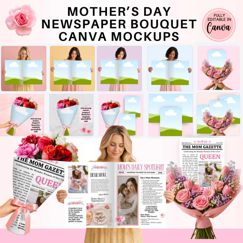 Mother&rsquo;s Day Newspaper Canva Mockup Template
