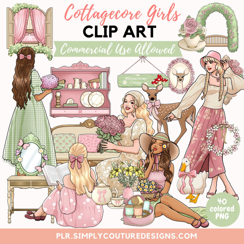 Cottagecore Girls Clipart
