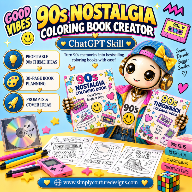 90s Nostalgia Coloring Book Creator ChatGPT Skill