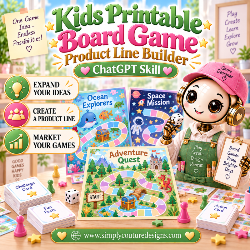 Kids Printable Board Game Product Line Builder ChatGPT Skill