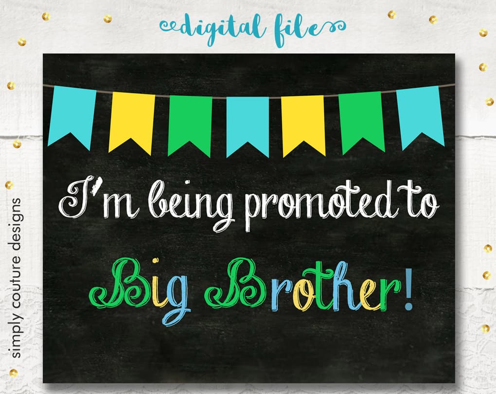 DIGITAL DOWNLOAD • Pregnancy Announcement Digital Green • I'm Going To Be A Big Brother Printable • Big Brother Announcement Sign
