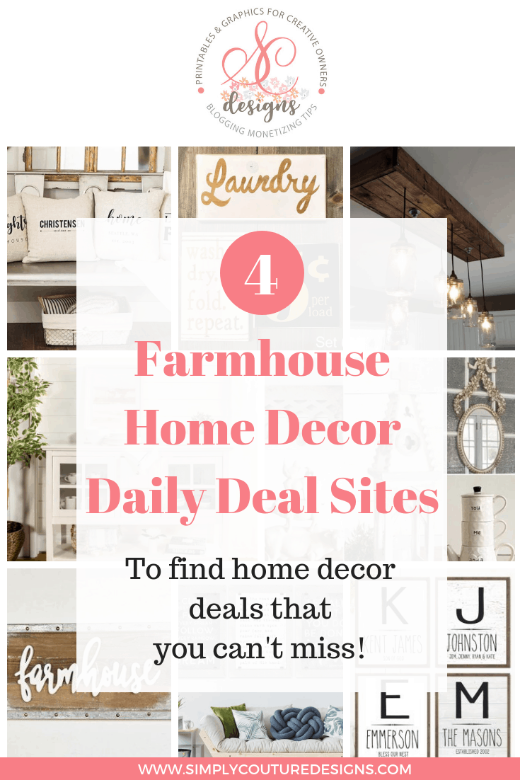 Do you love farmhouse style home decor but not want to spend a lot? Check out these 4 daily deal sites where you can find great farmhouse home decor deals!