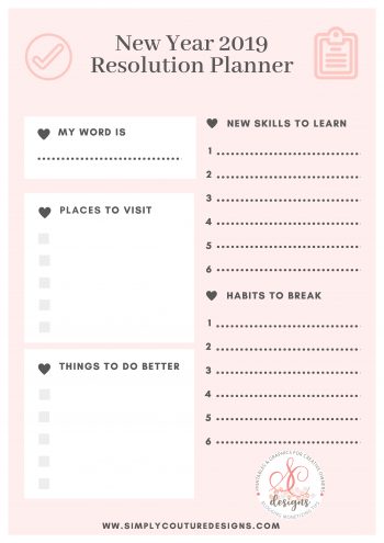 Free New Year's Resolution Printable - Simply Couture Designs