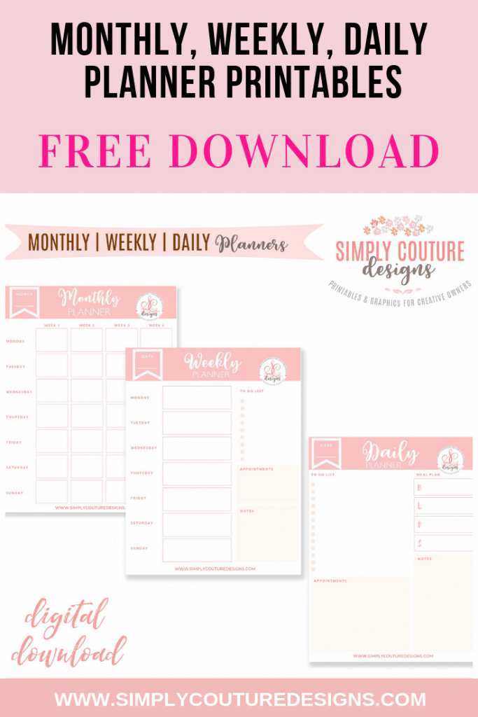 Monthly, weekly and daily productivity and organization journal planner free printables #monthlyplannerprintable #weeklyplannerprintable #dailyplannerprintable #freeplannerprintable