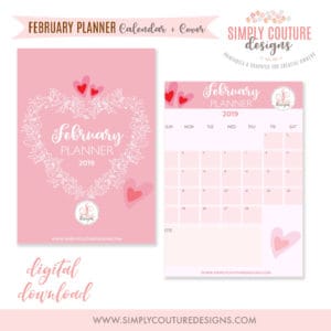 Free February 2019 Calendar Monthly Planner Printable #februaryplanner #freeprintable #freemonthlyplanner #freemonthlyplannerprintable