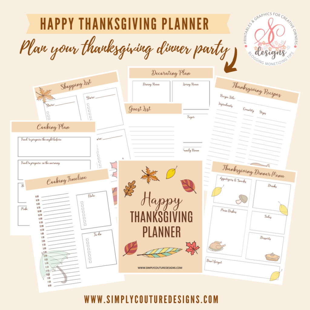 Thanksgiving planner printables