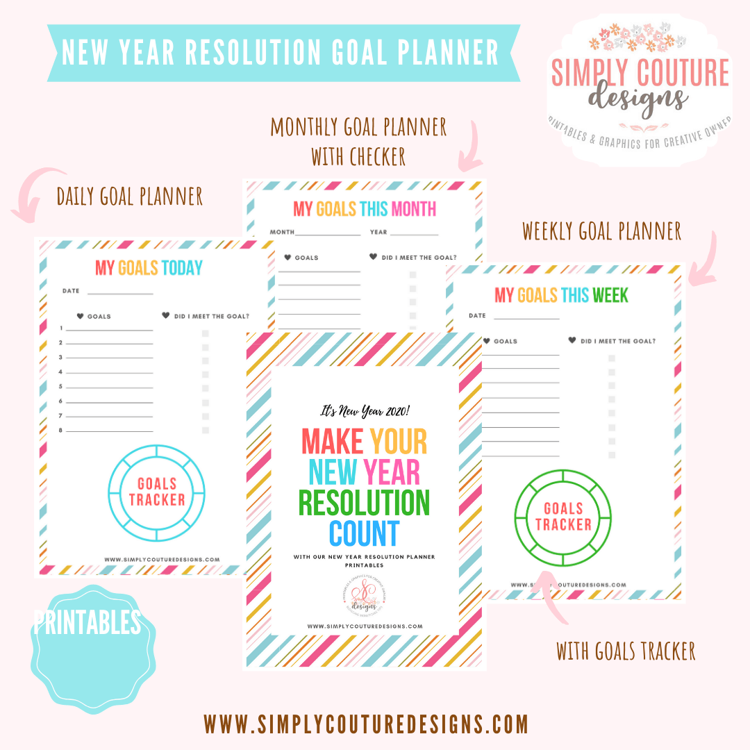 New Year Resolution Printable - Start your new year 2020 right with our Goal Setting Planner printable bundle {8 Pages} #goalsettingprintable #newyearresolutionprintable #newyearresolution