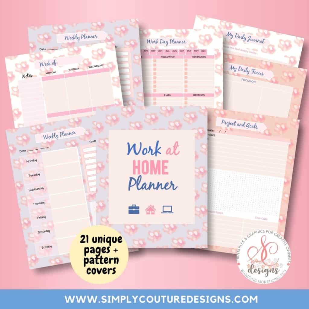 Work at home planner templates, sell planner printables on your website with these PowerPoint templates. Commercial use allowed.