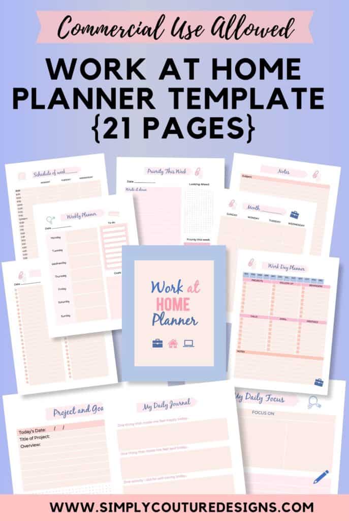 Work at home planner templates, sell planner printables on your website with these PowerPoint templates. Commercial use allowed #workathomeplanner #plannerprintable #commercialuse #plrplanner #plrtemplate #workathomeprintable #printable #doneforyou #doneforyoucontent