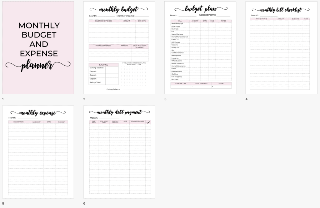 Monthly budget and expense planner printable #budgetplanner #expenseplanner #debttracker