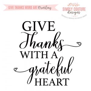Give Thanks Word Art Overlay PNG